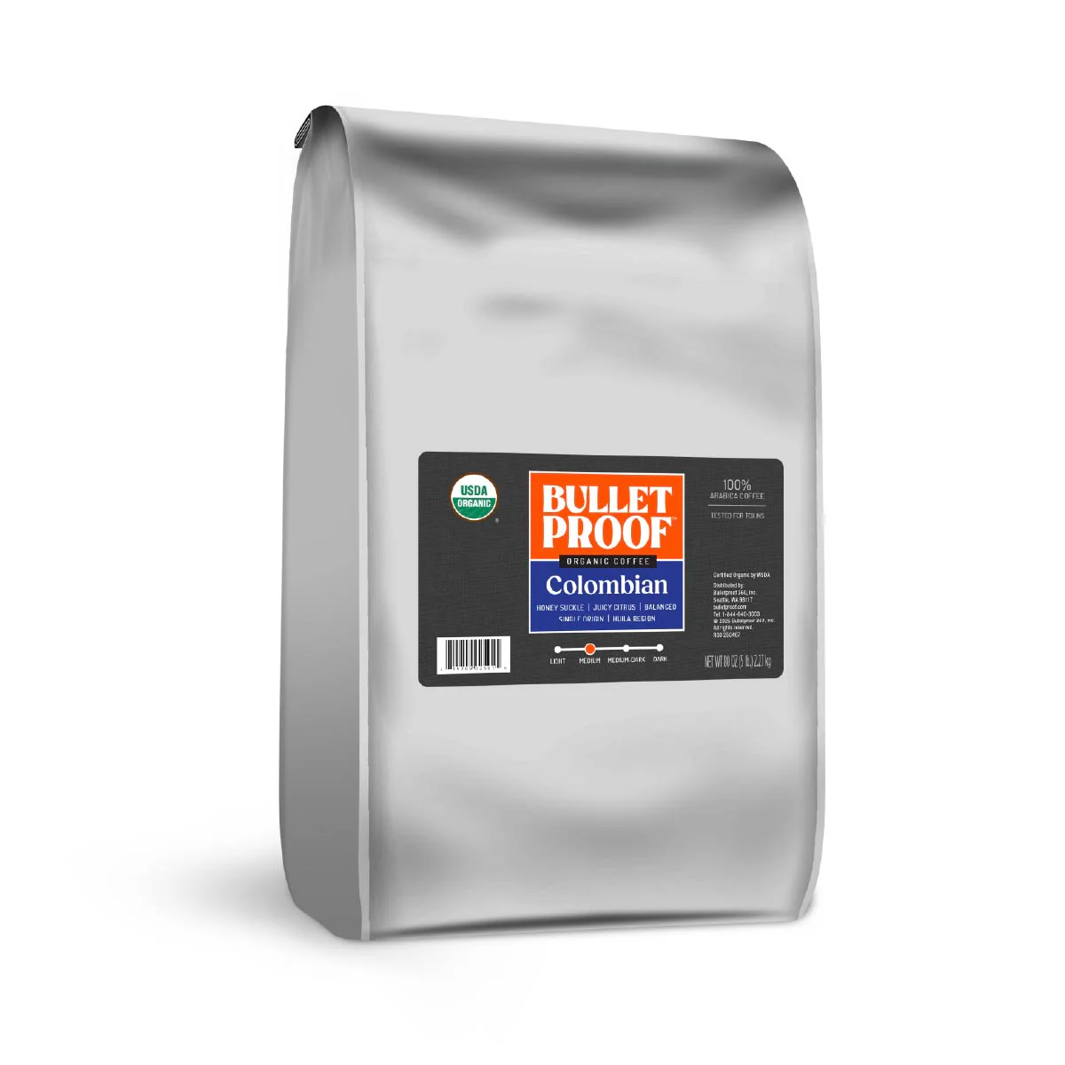 Bulletproof Organic Columbian Whole Bean Coffee, 5 lb.
